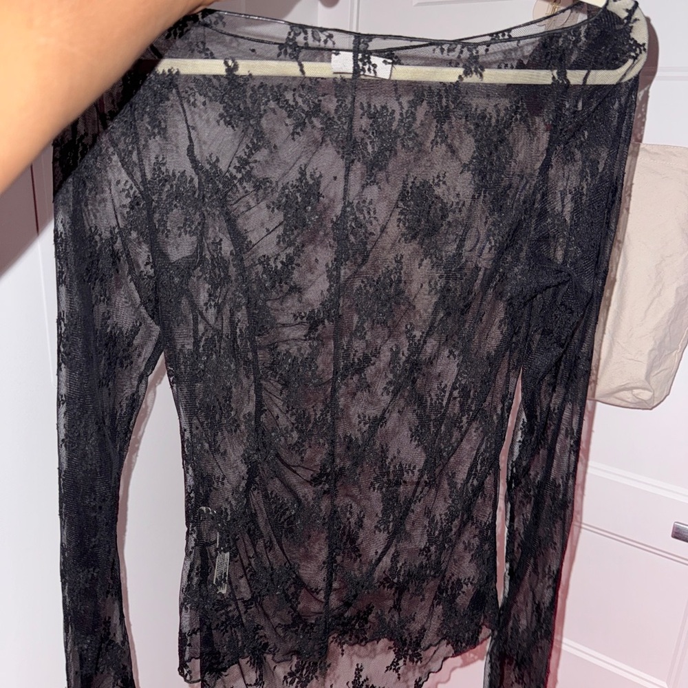 Revolve black see through asymmetrical mesh top size XL